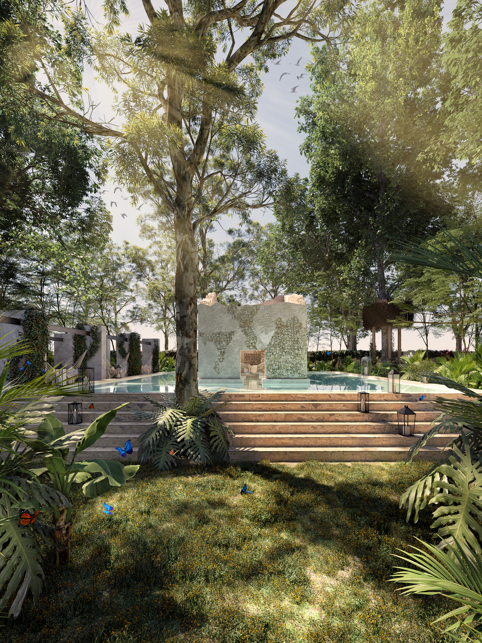 Piscina y Área de Hamacas